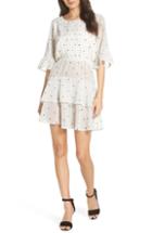 Women's Bb Dakota Dots On Dots Ruffle Chiffon Minidress - Ivory