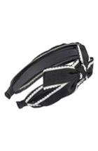 Cara Big Bow Stripe Headband, Size - Black