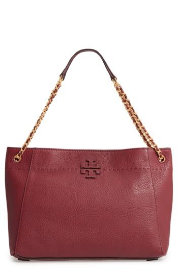 Tory Burch Mcgraw Slouchy Leather Shoulder Bag - Red