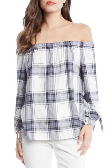 Women's Karen Kane Off The Shoulder Plaid Top - White