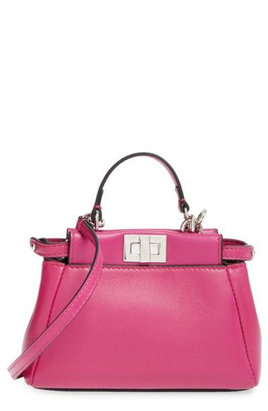 Fendi 'micro Peekaboo' Nappa Leather Bag - Burgundy