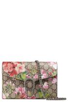 Women's Gucci Blooms Gg Supreme Canvas Wallet On A Chain -