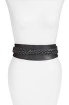 Women's Ada 'dakota' Braided Leather Wrap Belt - Black