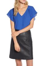 Women's Halogen Flutter Sleeve Blouse - Blue