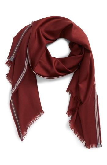 Men's Salvatore Ferragamo Wool & Silk Fringed Scarf, Size - Red