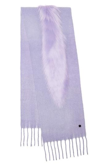 Women's Charlotte Simone Wrap-star Knit Scarf With Faux Fur Trim, Size - Purple