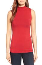 Women's Halogen Jersey Funnel Neck Top, Size - Red