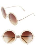 Women's Bp. 54mm Lace Detail Round Sunglasses - Cream/ Gold