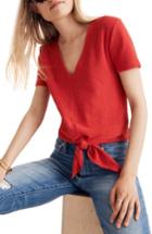 Women's Madewell Texture & Thread V-neck Modern Tie-front Top - Red