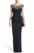 Women's Pamella Roland Embellished Off The Shoulder Peplum Gown