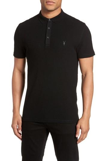 Men's Allsaints Clash Regular Fit Cotton Polo Shirt - Black