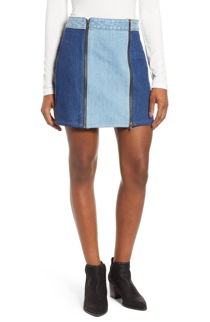 Women's 1.state Colorblock Denim Miniskirt - Blue