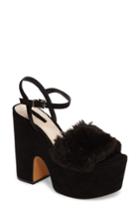 Women's Topshop Lash Faux Fur Sandal .5us / 36eu - Black