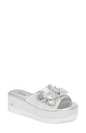 Women's Michael Michael Kors Pippa Platform Slide Sandal M - Metallic