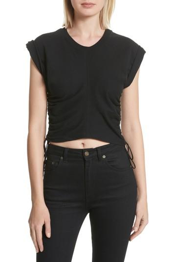 Women's Alexander Wang Ruched Jersey Crop Top - Black