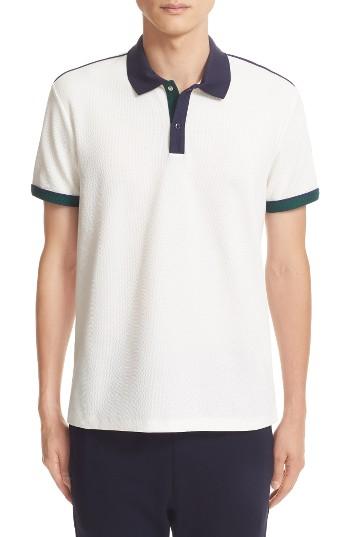 Men's Moncler Snap Placket Polo - White