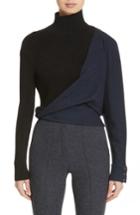 Women's Atlein Tweed Jersey & Knit Turtleneck Sweater Us / 36 Fr - Blue