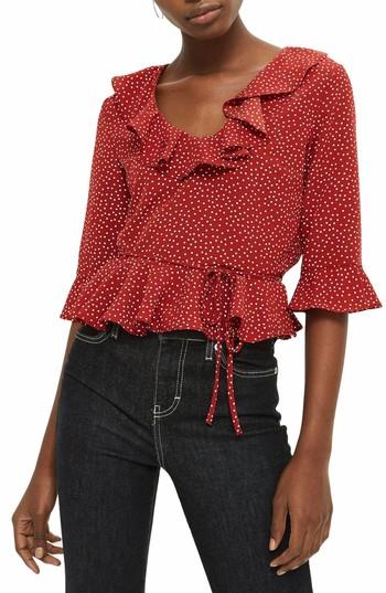 Women's Topshop Print Fill Blouse Us (fits Like 0) - Red