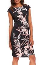 Women's Wallis Fern Floral Faux Wrap Dress Us / 16 Uk - Black