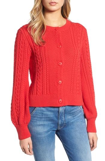 Women's 1901 Blouson Sleeve Cardigan, Size - Red