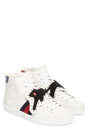 Men's Gucci New Ace Hi Panther Sneaker Us / 7uk - White