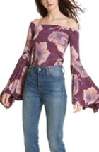 Women's Free People Birds Of Paradise Print Off The Shoulder Top - Purple