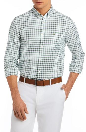 Men's Lacoste Slim Fit Grid Cotton Sport Shirt - Green