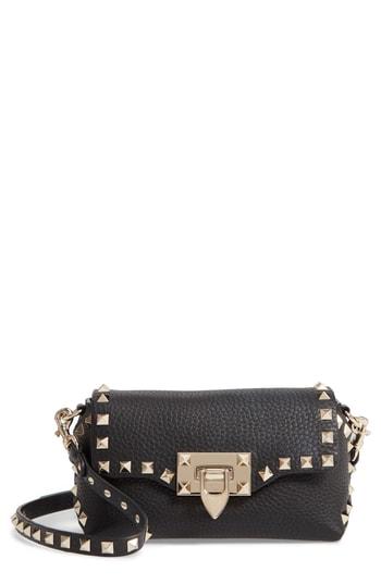 Valentino Garavani Rockstud Mini Calfskin Leather Crossbody - Black