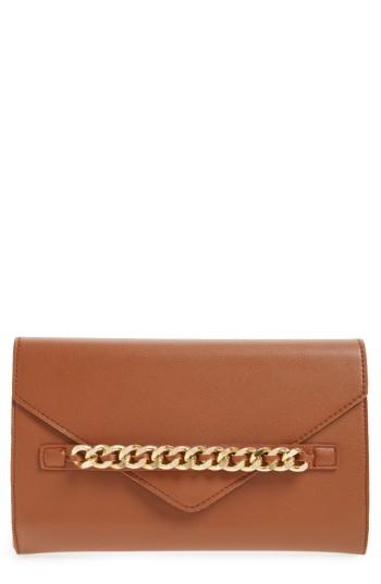 Bp. Chain Faux Leather Envelope Clutch - Brown
