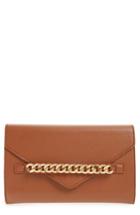 Bp. Chain Faux Leather Envelope Clutch - Brown