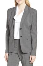 Women's Boss Mini Houndstooth Stretch Wool Jacket R - Grey