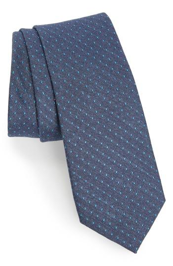 Men's Nordstrom Men's Shop Brockton Dot Silk & Cotton Tie, Size - Blue