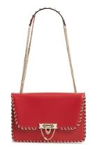 Valentino Garavani Demilune Whipstitch Leather Shoulder Bag - Red