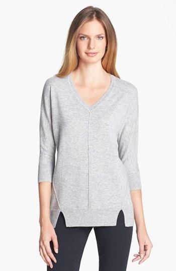 Nordstrom Collection V-neck Cashmere Sweater Grey Shell