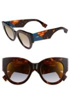 Women's Fendi 51mm Cat Eye Sunglasses - Dark Havana