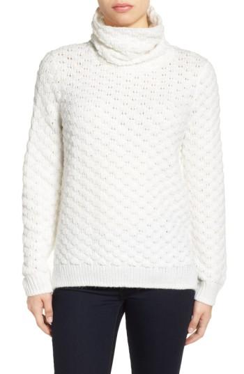 Petite Women's Halogen Bubble Stitch Sweater, Size P - Ivory