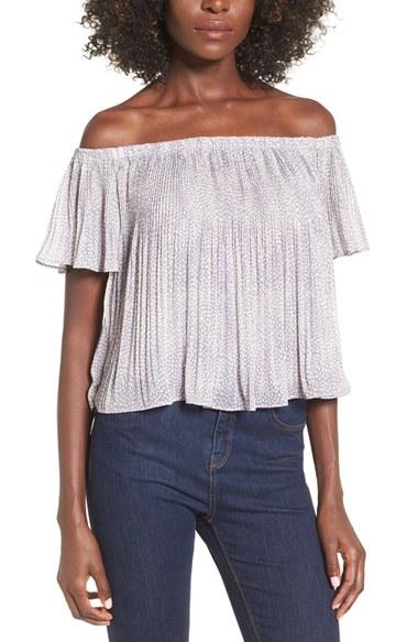 Women's Storee Pleated Off The Shoulder Crop Top