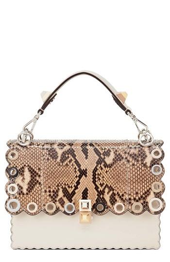 Fendi Small Kan I Genuine Python & Calfskin Shoulder Bag - Beige