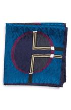 Men's Eton Dot Jacquard Silk Pocket Square, Size - Blue