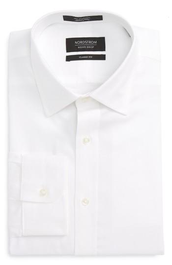 Men's Nordstrom Men's Shop Classic Fit Herringbone Dress Shirt .5 33 - White