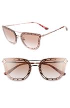 Women's Tory Burch T Wire 60mm Cat Eye Sunglasses - Rose Gold/ Brown Solid