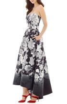 Women's Alfred Sung Floral Print Strapless Sateen High/low Dress