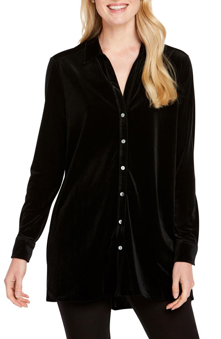 Women's Foxcroft Elena Velvet Shirt - Black