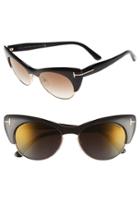 Women's Tom Ford 'lola' 54mm Sunglasses - Black/ Brown Mirror