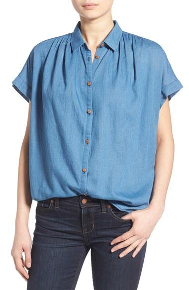 Women's Madewell Boxy Short Sleeve Chambray Top