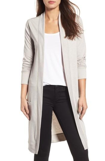 Women's Caslon Long French Terry Cardigan - Beige