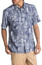 Men's Quiksilver Waterman Collection Tikitaka Camp Shirt, Size - Blue