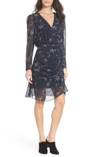 Women's Sam Edelman Floral Chiffon Faux Wrap Dress - Black