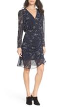 Women's Sam Edelman Floral Chiffon Faux Wrap Dress - Black