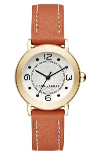 Women's Marc Jacobs Round Leather Strap Watch, 28mm